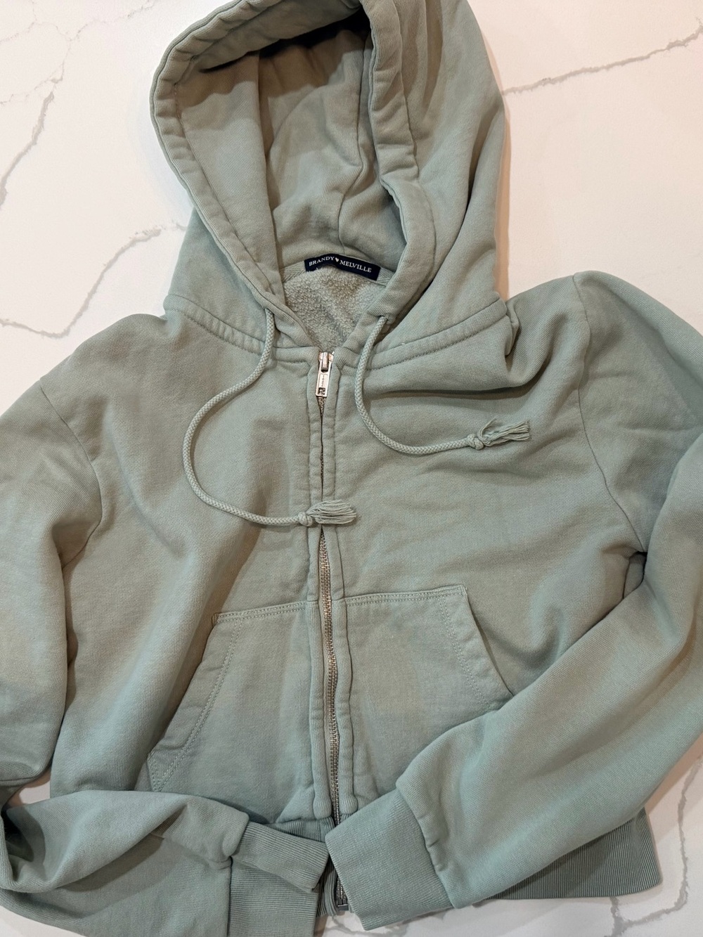 Brandy Melville Sage Green Zip Hoodie